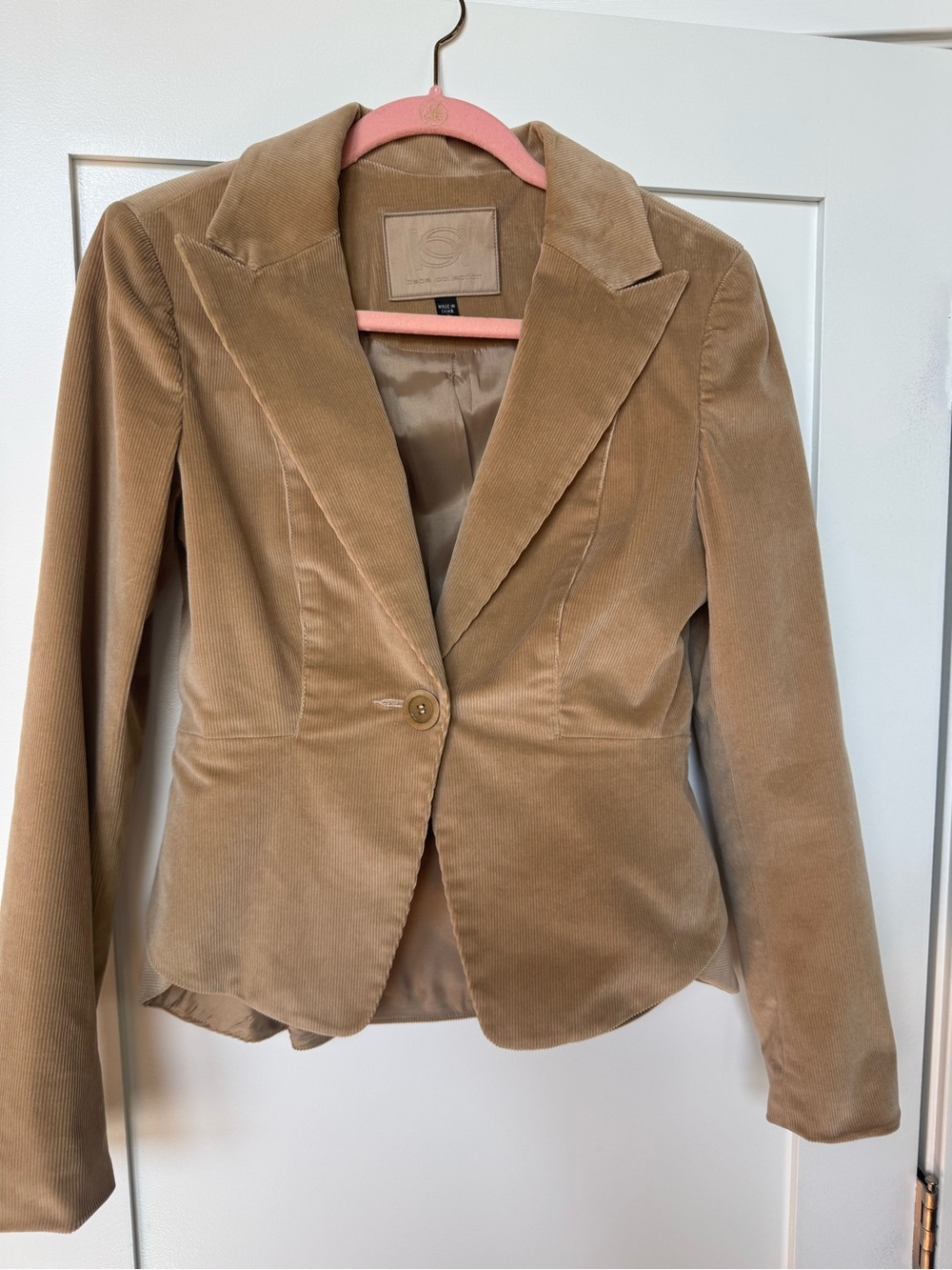 Bebe Peplum Beige Corduroy Blazer & Pants Set. - Picture 4 of 6